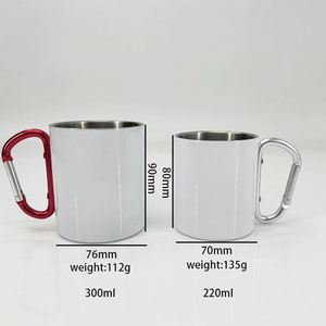 แก้วกาแฟสแตนเลสแบบพกพา ขนาด 220 มล. 300 มล. สำหรับเดินป่า ตั้งแคมป์ กีฬากลางแจ้ง ท่องเที่ยว พร้อมห่วงคาราไบเนอร์ เหมาะสำหรับการพิมพ์ลายแบบซับลิเมชั่น - Product Image 3