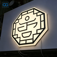 Enseigne lumineuse LED rectangulaire personnalisée, murale extérieure, en acrylique 3D, pour la publicité de logos de cafés et de commerces.