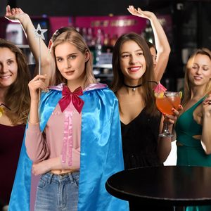 Disfraz de Madrina de Hadas, Capa Azul con Capucha, Lazo Rosa y Varita de Estrella, Disfraz de Princesa Reina para Halloween, Cosplay para Mujer - Product Image 5