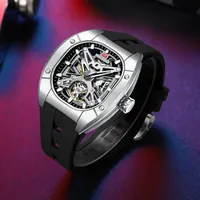MINI FOCUS Jam Tangan Mekanis Modis untuk Pria Jam Tangan Pria Otomatis Kerangka Tourbillon Jam Tangan Bermerek Mewah Baru 0618G
