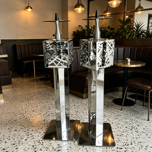 Cachimba de lujo con acabado de espejo cuadrado tipo linterna, 88 cm, de aluminio con iluminación LED, set de cachimba árabe tipo bolígrafo, en stock - Product Image 6