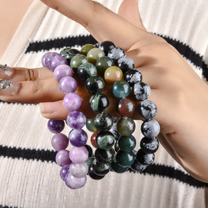 Bracciale Daisy Fangy personalizzato con <span class=keywords><strong>pietre</strong></span>, agata indiana, venature di palissandro, all'ingrosso, con perline, accessori in cristallo colorato - Product Image 2