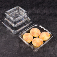 Contenants d'emballage en plastique transparent jetables personnalisés en gros pour hamburgers, pizzas, pains, gâteaux, boîtes de pâtisserie en PET avec gaufrage
