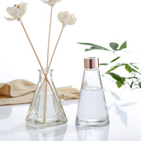 Hochwertige 100ml transparente Glas-Reed-Diffusor flasche Leere Pyramiden form mit einfacher offener Versiegelung