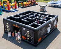 Labyrinthe gonflable en PVC de qualité commerciale sur le thème d'Halloween, jeux de labyrinthe pour enfants, château personnalisé, aire de jeux facile à installer, couleur personnalisée