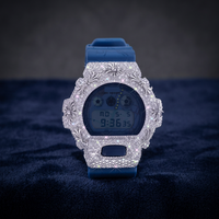 Montre-bracelet de luxe à affichage numérique, boîtier en acier inoxydable, verre cristal, bracelet en moissanite bleue, affichage LED, 36 mm