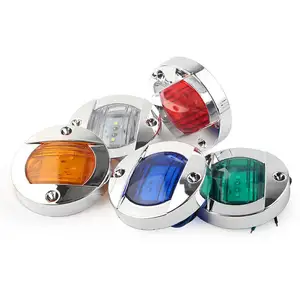 Muti-Color 6W Light 12 Volts waterproof 6led Round Stainless Steel Yacht Light Marine Navigation Boat Light