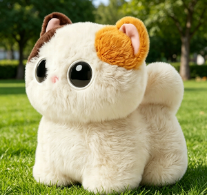 Juguete de Peluche de Gato Blanco con Orejas Marrones y Ojos Morados de 11CM-30CM, Animal de Peluche Suave para Niños Unisex - Product Image 5