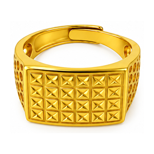 Anillo de Cóctel de Latón Chapado en Oro con Patrón de Pirámide, Estilo Punk, Joyería de Moda Unisex, Accesorio para Uso Diario y Fiestas - Product Image 1