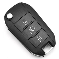 Clé de Voiture Télécommande Pliable MS 3 Boutons 433 MHz Puce 46, pour Véhicule Peugeot avec Lame de Clé Métallique HU83 Non Taillée