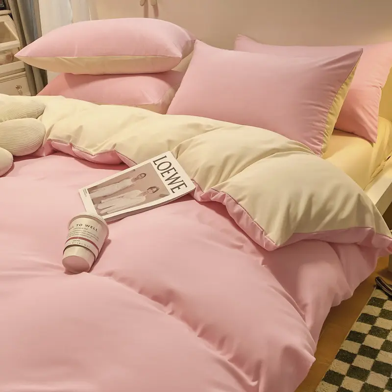Vente en gros de linge de lit 100% polyester, drap d'hôtel avec broderie colorée
