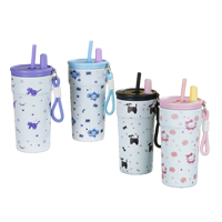 Vaso de acero inoxidable Hello Kitty de 500 ml con doble pared aislante y pajita para viajes y uso al aire libre