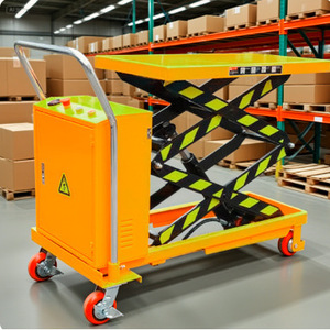 รถยกไฮดรอลิกไฟฟ้า ยกสูง 1500 มม. ทำงานเงียบ รถเข็นขนส่ง โครงเหล็กกล้าคาร์บอน ราวจับแบบติดตั้งถาวร - Product Image 1