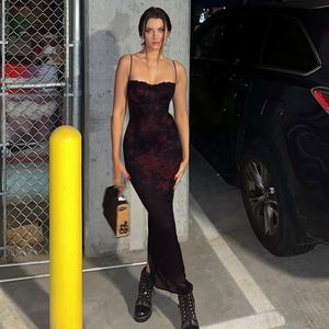 Vestido Sexy Transparente con Estampado de Malla para Mujer, <span class=keywords><strong>Vestidos</strong></span> de Fiesta para Club Nocturno - Product Image 5