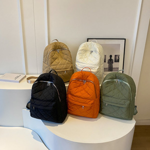 Professional Customization Travel Hiking Casual Diamond Quilted Solid Color Backpack - Product Image 6