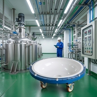 Réacteur chimique authentique à couvercle transparent, doublé de PTFE, réservoir mobile pour liquides corrosifs, cadre en acier durable, qualité alimentaire, ISO 9001