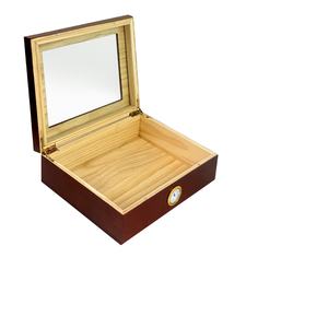 Caja de Cigarros Rectangular Moderna de Madera con Tapa, Ecológica, Portátil, con Humidificador de Temperatura Constante, Higrómetro y Cristal Transparente - Product Image 3