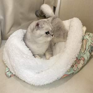 Lit de voyage pour animaux de compagnie imprimé de luxe et fait à la main sac pour animaux de compagnie chiot chien anti-anxiété lit pour chien Art déco velours fausse fourrure sac de câlins pour animaux de compagnie - Product Image 5