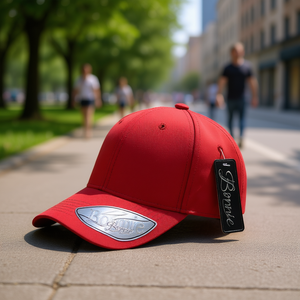 Cappellino da Baseball Bomie a 6 Pannelli, Regolabile, Unisex, Rosso Tinta Unita, Logo Stampato in Lamina sulla Visiera, per Uso Casual, Adatto a Tutte le Stagioni - Product Image 2