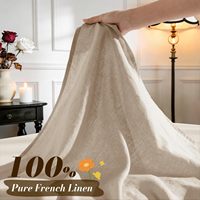 Parure de draps 100 % lin français, literie en lin naturel rafraîchissante pour les personnes ayant chaud la nuit, anti-déchirure, respirante et durable, poche profonde de 16 pouces