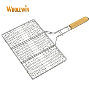 -Piece thép không gỉ Burger Nướng Giỏ với lớp phủ chrome, Hot Bán BBQ nướng <span class=keywords><strong>Net</strong></span> cho nấu ăn thịt và Pie - Product Image 2