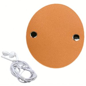 Correas de cuero PU para etiquetas de equipaje, organizador de cables redondos, cables de carga reutilizables, ataduras para cables - Product Image 2