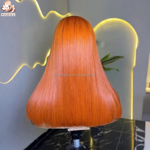 #350 Colored <strong>Ginger</strong> Orange Double Drawn Bone Straight 13x4 Lace Front <strong>Wig</strong> Pre Plucked HD Frontal Raw Vietnamese Human Hair <strong>Wigs</strong> - Product Image 2
