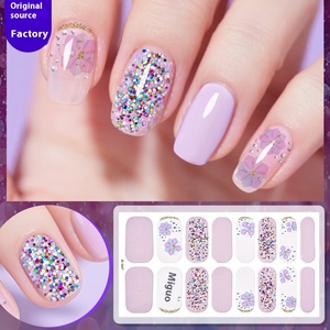 Autocollants pour les ongles en poudre 3D brillant flocon de neige dégradé Popping Glitter facile à appliquer Style français Sparkle Nail Wraps Offre Spéciale avec art - Product Image 3