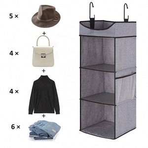Non-woven Fabric Color Fabric Wall Pocket Organizer Waterproof <b>3</b>-Shelf Hanging Closet Organizer of Wardrobe Space Saver - Product Image 5