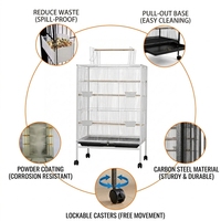 Grande cage à oiseaux en métal avec support roulant, cage à perroquets d'intérieur/extérieur avec perchoirs, mangeoires, plateau amovible, volière robuste pour animaux de compagnie