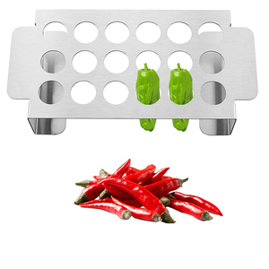 Rejilla para Asar Pimientos <span class=keywords><strong>de</strong></span> Acero Inoxidable con 18 Orificios y Juego <span class=keywords><strong>de</strong></span> Herramientas para Descorazonar Jalapeños, para Parrilla, Horno y Cocina - Product Image 2