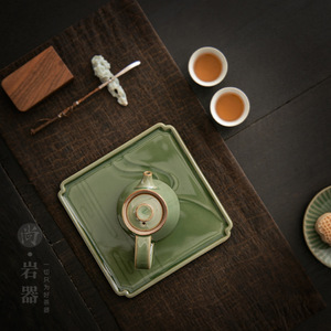 Retro Style Ceramic Teapot Bamboo Green Glazed Hand Held With Lid Yue Kiln Celadon Kung Fu <b>Tea</b> <b>Set</b> Single <b>Pot</b> - Product Image 4