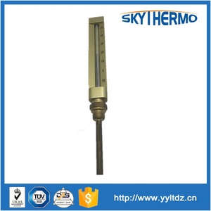 Tipo reto Marine V-forma Termômetro De Vidro 8 "caso De Alumínio Dourado com Hércules De Latão - Product Image 4