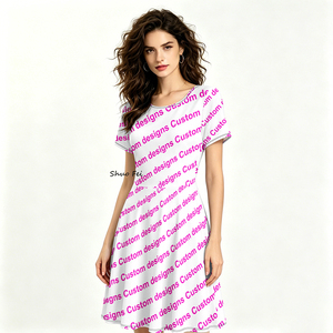 Women Retro Music Cassette Tape Print Dress Vintage A-Line <strong>Skirt</strong> with Dual Side Pockets Short Sleeve Pop Art Casual Vestidos - Product Image 4