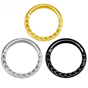 NUEVOS Anillos de Titanio ASTM F136 para Piercing de Cartílago, Hélix, Rook, <span class=keywords><strong>Tragus</strong></span>, Lóbulo de la Oreja, Diseño de <span class=keywords><strong>Flecha</strong></span> Trenzada, Clicker para Nariz, 8mm/10mm - Product Image 1