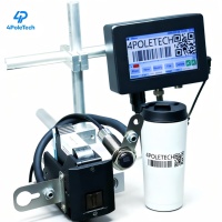 Imprimante jet d'encre 4POLETECH 4,3 pouces pour ligne de production, encre à séchage rapide haute vitesse pour l'impression de date, heure, logo, machine de codage