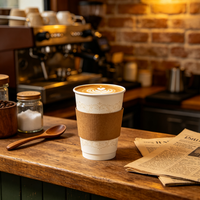 Gobelets à café en papier kraft à double paroi, biodégradables, compostables, aseptiques, jetables, 8oz/12oz/16oz, avec logo personnalisé, vente en gros, Hunan