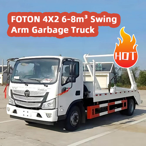 Autocarro per la raccolta rifiuti FOTON 4x2 diesel manuale a basso costo con braccio oscillante, caricatore a cassone ribaltabile da 6m/8m per rifiuti domestici e da cantiere - Product Image 1