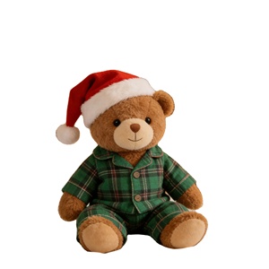 Oso de Peluche con Gorro Navideño, Muñeco de Peluche de Santa Claus, Oso de Peluche Suave, Juguete de Peluche Festivo, Regalo Perfecto - Product Image 1