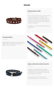 <span class=keywords><strong>Collar</strong></span> de Cuero Vacuno Genuino con Tachuelas de Diamantes de Imitación, Ligero y Ajustable, Brillante, para Perros y Gatos - Product Image 5
