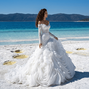 Vestido de Novia de Lujo Rsm251144 con Bordado, Volantes y Espalda con Cordones, Estilo Sirena, Vestido de Boda <span class=keywords><strong>Civil</strong></span> Jancemebr - Product Image 1