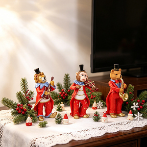 Set de Figuras de Resina de Animales de Circo Redeco: León, Oso, Mono con Guitarra, Saxofón y Violín, Regalo Musical, Decoración Personalizada al por Mayor - Product Image 1