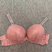 Ensemble de lingerie sexy pour femme, style bikini Victoria, avec soutien-gorge push-up uni, dentelle à strass, grande taille et string transparent
