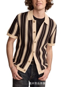 เสื้อเชิ้ตลายทางสำหรับผู้ชาย สีน้ำเงินกาแฟ แขนสั้น ระบายอากาศได้ดี ผ้าฝ้าย/ใยไผ่ ป้องกันรอยยับ เสื้อฤดูร้อน ไซส์ MLXLXXLXXXL - Product Image 4