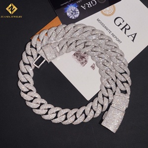 Mejor Precio al por Mayor, Cadena Cubana Personalizada de Moissanita de 18MM, Collar de Plata 925 con Baño de Rodio, Joyería Hip Hop para Hombre - Product Image 1