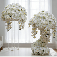 Bola Bunga Phalaenopsis Mawar Putih Buatan Berkualitas Tinggi, Dekorasi Meja Pernikahan Barat untuk Jendela, Pameran & Lamaran