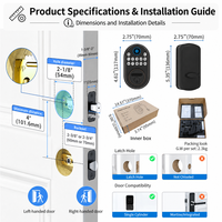 Cerradura Inteligente para Puerta con Huella Dactilar y WiFi Vertexis DS50, Aleación de Aluminio Grado C, para Puertas de Madera/Acero/Acero Inoxidable, Desbloqueo Remoto con la Aplicación Tuya