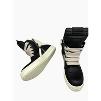Chaussures de sport montantes noires plates de luxe pour hommes et femmes, collection 2026