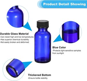 5ml 10ml 15ml 20ml 30ml 50ml 100ml Blue Glass Essential Oil <b>Sample</b> <b>Bottles</b> Vials With Orifice and Cap for <b>Perfume</b> Aromatherapy - Product Image 4