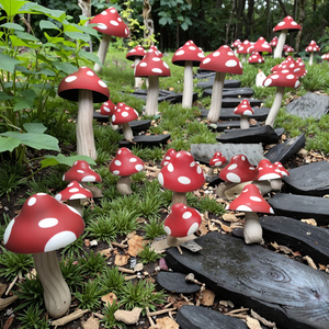 Sculpture de <span class=keywords><strong>champignon</strong></span> de dessin animé en fibre de verre pour extérieur, décoration de statue, fabrication directe d'usine - Product Image 1